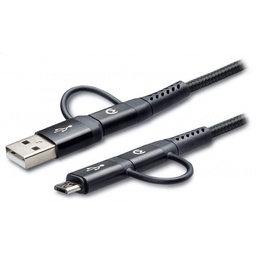 [MOB-USBCA-036] Mobilize Nylon Braided 4in1 Charge/Sync Cable USB-C/Micro USB 3A 1.5m. Black