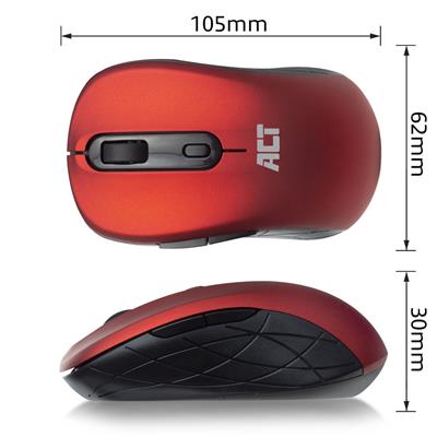 ACT Draadloze muis, USB nano-ontvanger, 1600 dpi, rood