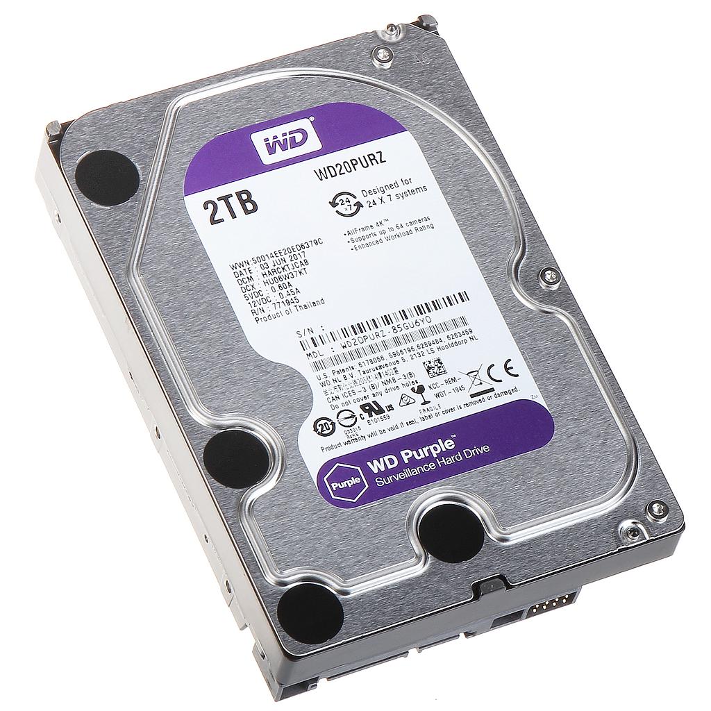 WD Purple WD20PURX 2 TB 3.5" Internal Hard Drive - SATA - 64 MB Buffer (kopie)