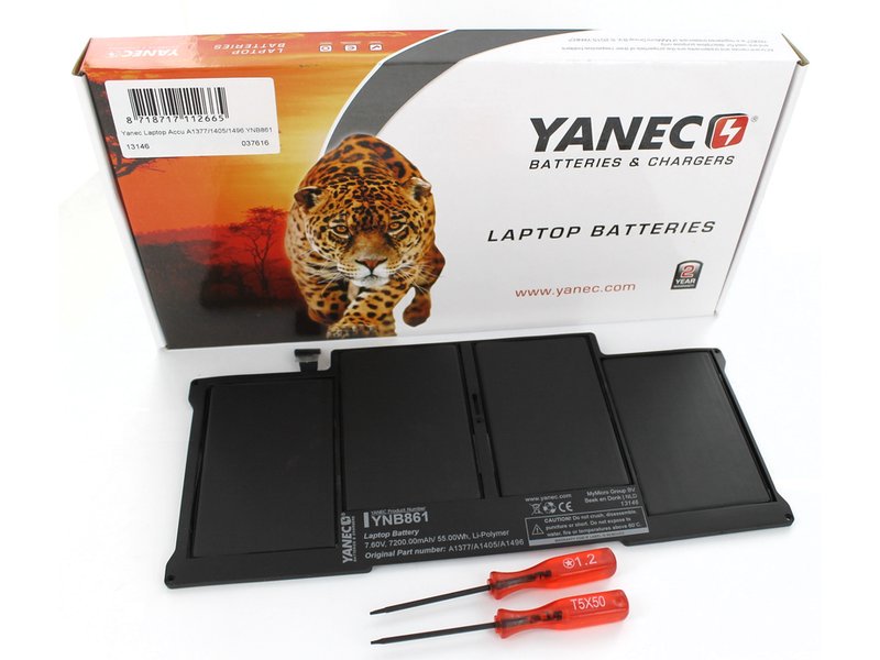 Yanec Laptop Accu 7200mAh voor Apple Macbook Air A1466 Core i5 1.8Ghz Mid 2012