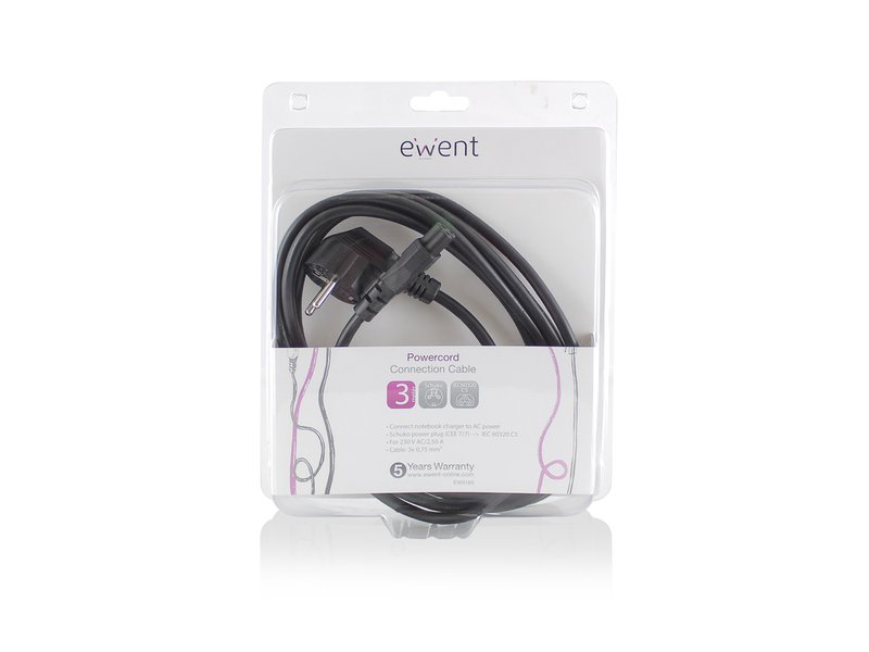 Ewent 230V Connection Cable Schuko male (angled) - C5 3.0 Me