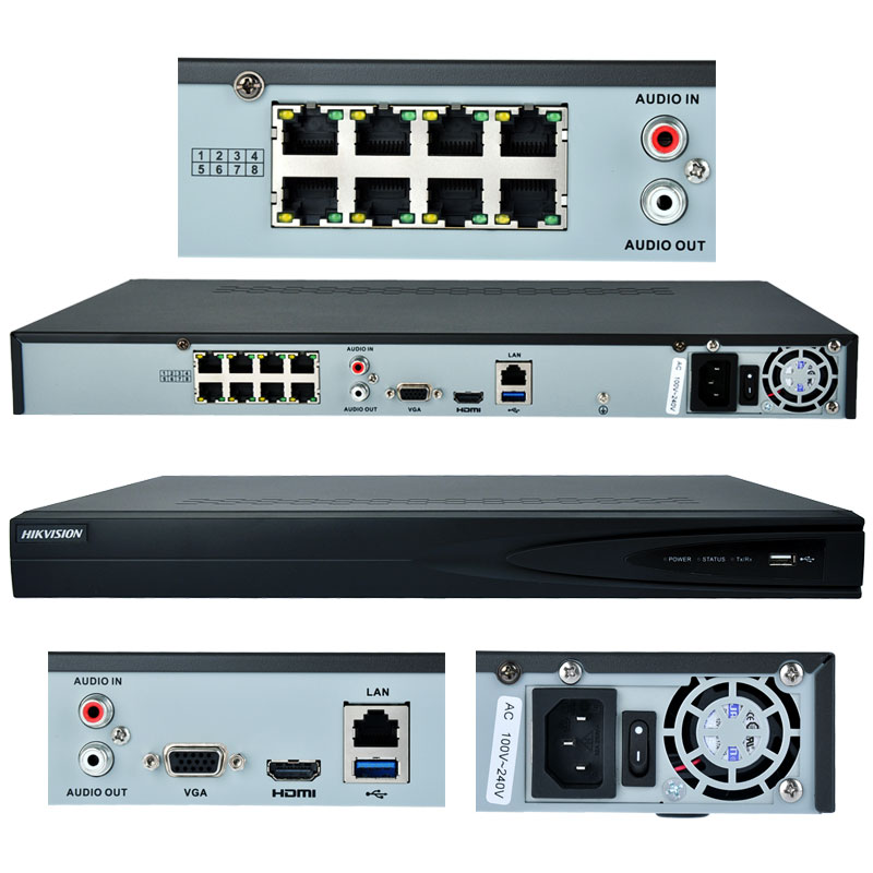 HIKVISION NVR DS-7608NI-E2/A 8 Channel 2HDD, Alarm: I/O, 2 SATA , 1U case
